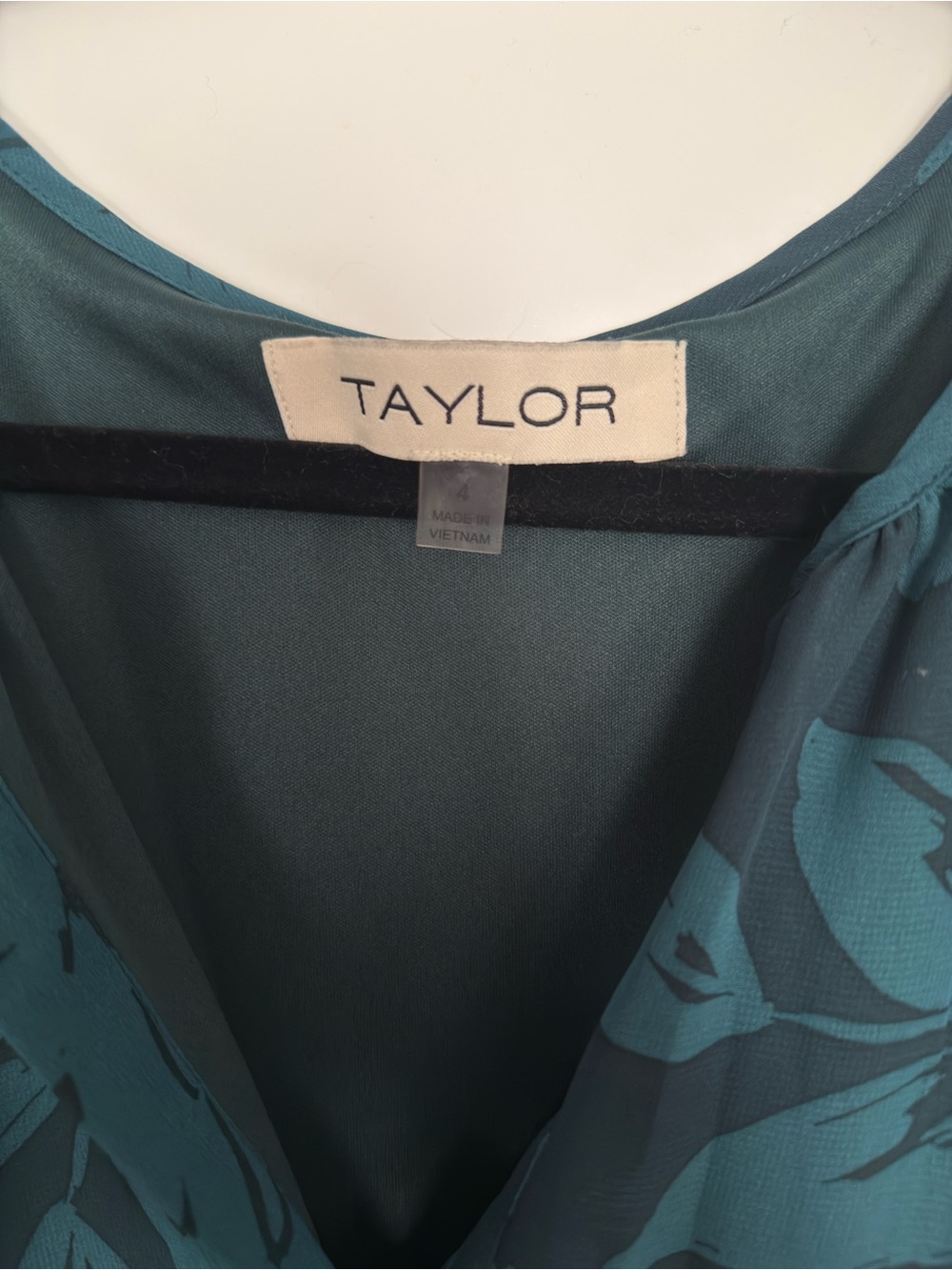 Taylor Teal Floral Tiered V-Neck Midi Dress - Picture 3 of 4